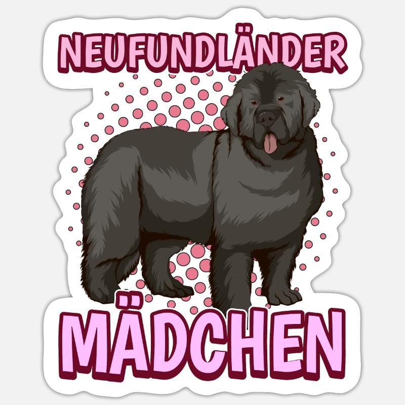 Neufundländer Mädchen - Sticker Größe S (10 x 10 cm) - Mattweiß