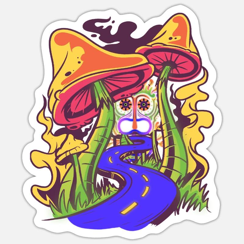 Magic Mushroom Hippie Psychedelic - Sticker Größe S (10 x 10 cm) - Mattweiß