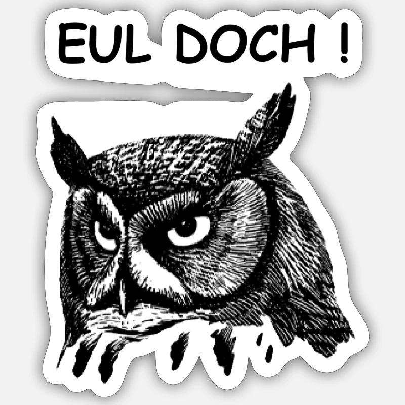Eule Ernst Zynisch Sticker Größe S (10 x 10 cm)