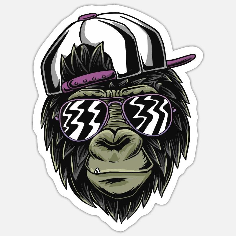 Monkey cool - Sticker Größe S (10 x 10 cm) - Mattweiß