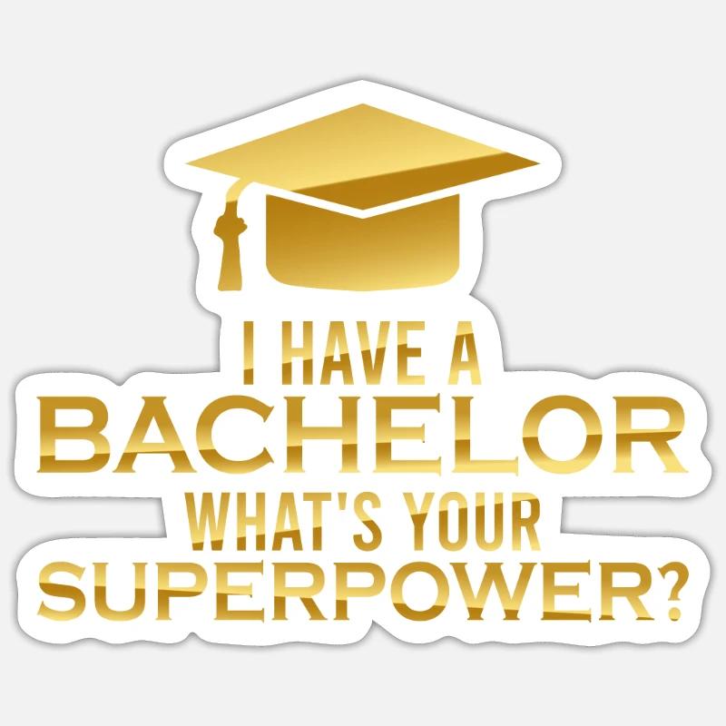 bachelor king bachelor könig abschluss uni student - Sticker Größe S (10 x 10 cm) - Mattweiß