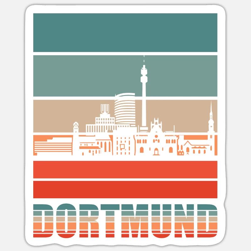 Dortmund Dortmunder Skyline Geschenkidee - Sticker Größe S (10 x 10 cm) - Mattweiß