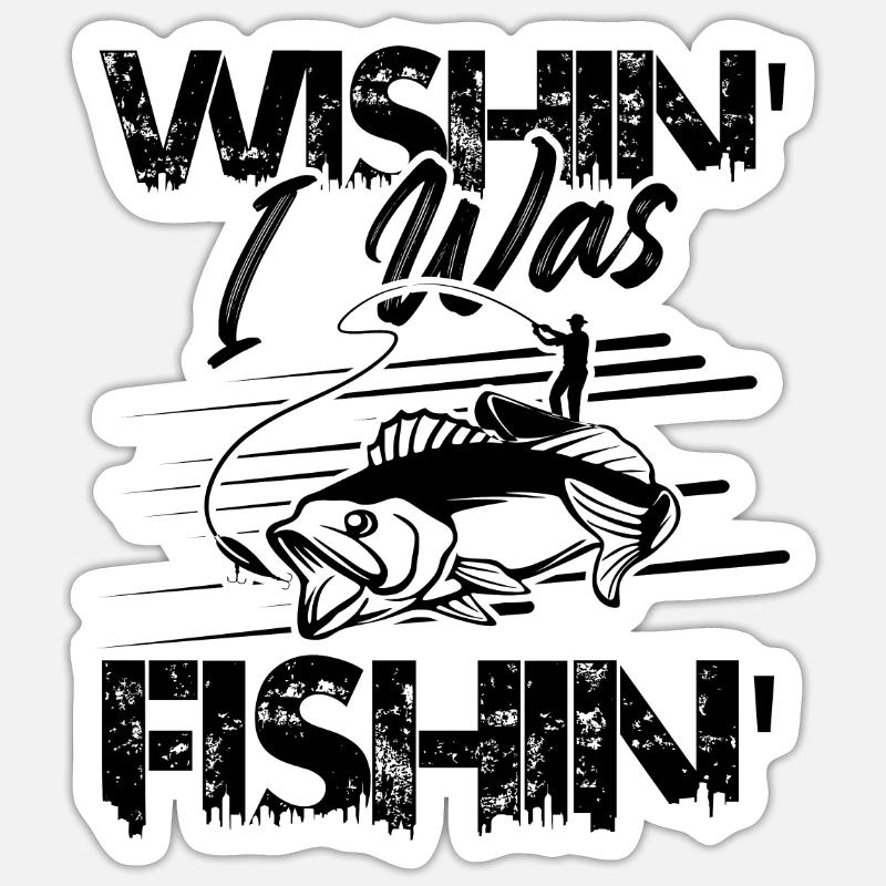 Pêche à la pêche - Sticker taille S (10 x 10 cm) - blanc mat