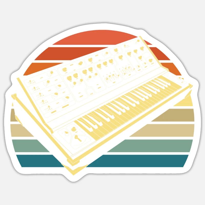Analog Retro Synthesizer Geschenk - Sticker Größe S (10 x 10 cm) - Mattweiß