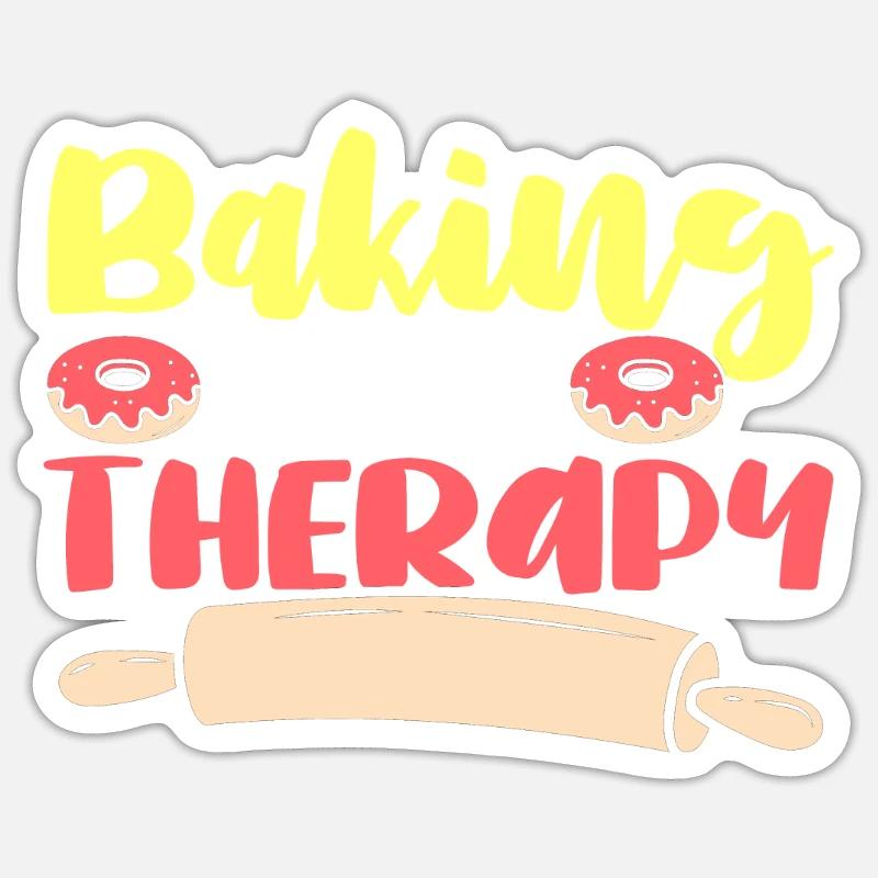 Baking Therapy Backen Beignets - Sticker taille S (10 x 10 cm) - blanc mat
