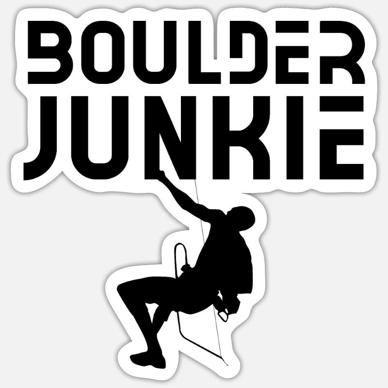 Boulder Junkie Bouldern Bouldererin Boulderer - Sticker Größe S (10 x 10 cm) - Mattweiß