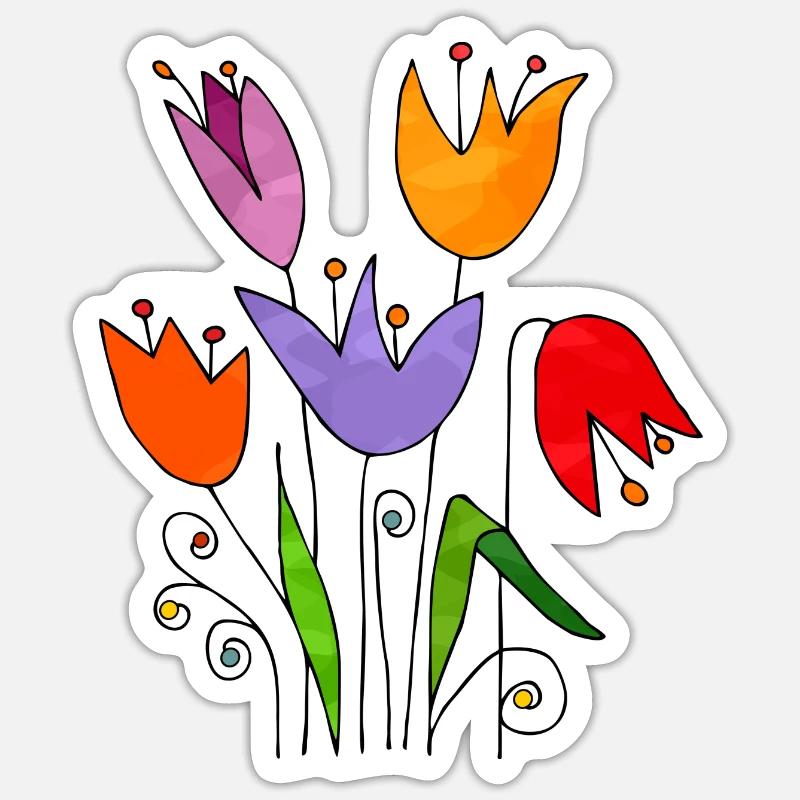 Fleur - Sticker taille S (10 x 10 cm) - blanc mat