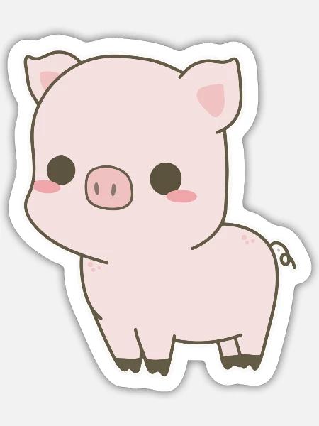 Süßes Schwein - Sticker Größe S (10 x 10 cm) - Mattweiß