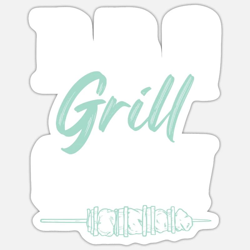 grill bbq - Sticker size S (10 x 10 cm) - white matte
