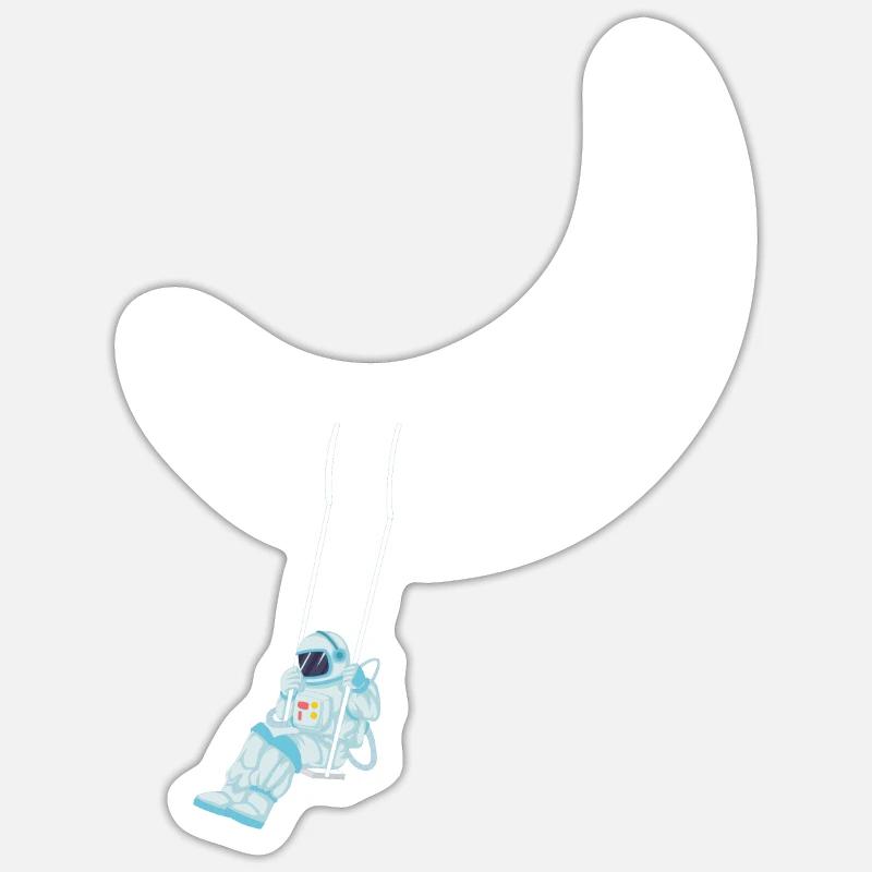 Astronaut swing moon - Sticker size S (10 x 10 cm) - white matte