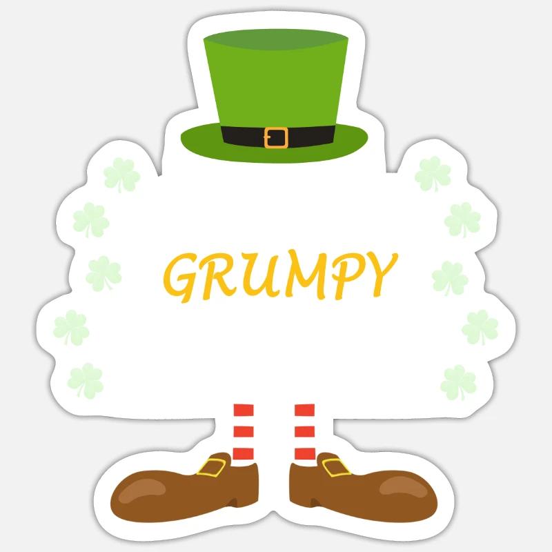 Grumpy St Patrick's Day Ireland Oufit Gift Sticker size S (10 x 10 cm)