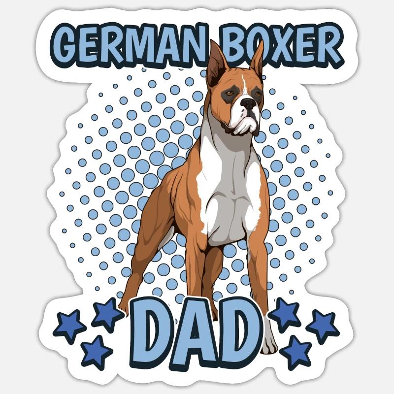 Boxer German Boxer Dad - Sticker Größe S (10 x 10 cm) - Mattweiß