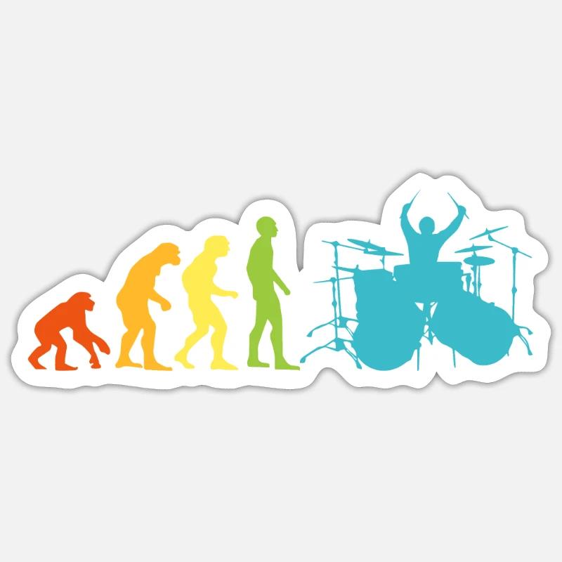 Groupe de musique Batteur Evolution Drumsticks - Sticker taille S (10 x 10 cm) - blanc mat