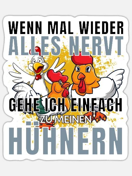 Frühstück Landwirt Hühner Spruch - Sticker Größe S (10 x 10 cm) - Mattweiß