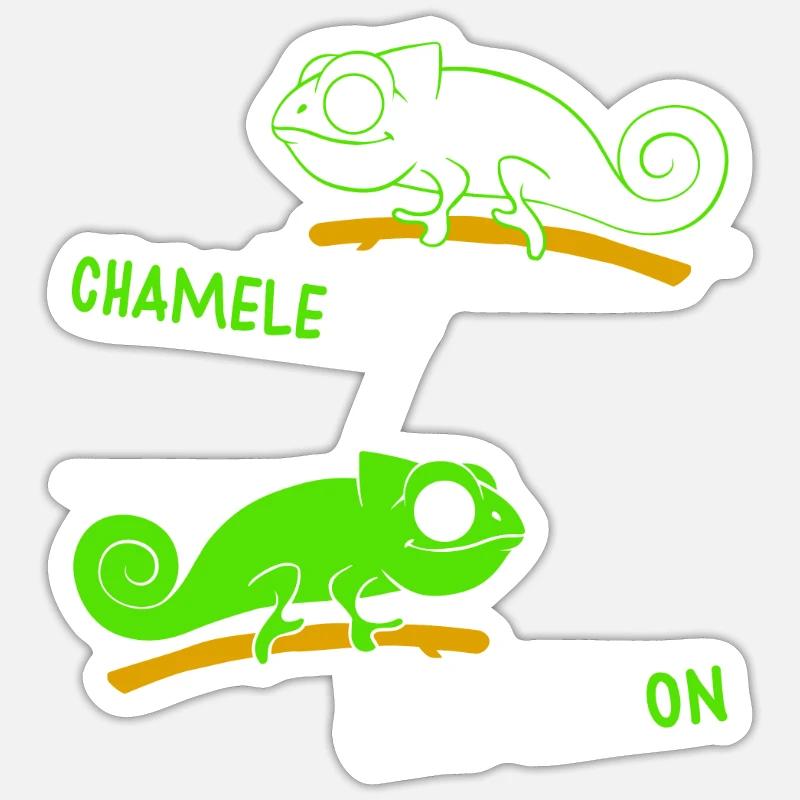 Chamäleon Chameleoff - Sticker Größe S (10 x 10 cm) - Mattweiß