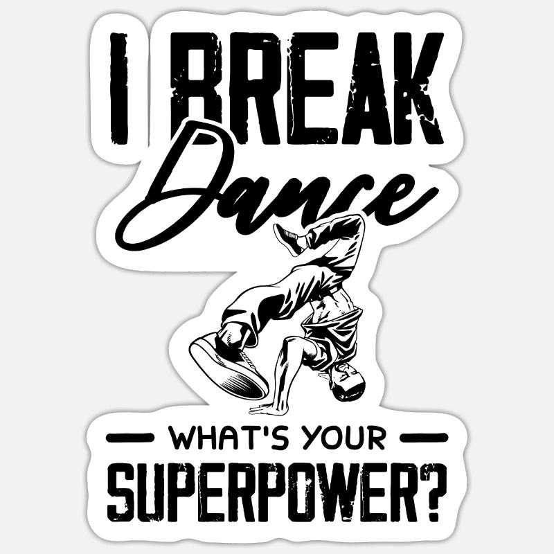 breakdance danse - Sticker taille S (10 x 10 cm) - blanc mat