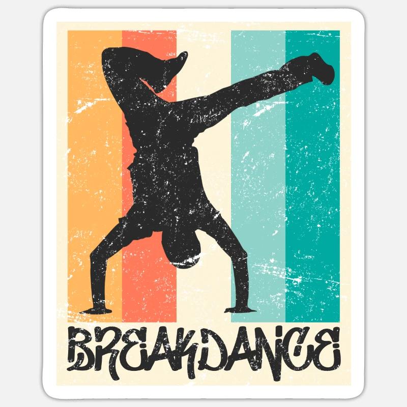 Breakdance Vintage B-Boy Breakdancer - Sticker taille S (10 x 10 cm) - blanc mat