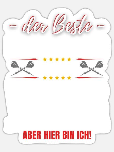 Lustiges Dart Papa Darts Vater Spruch Dartpfeil - Sticker Größe S (10 x 10 cm) - Mattweiß