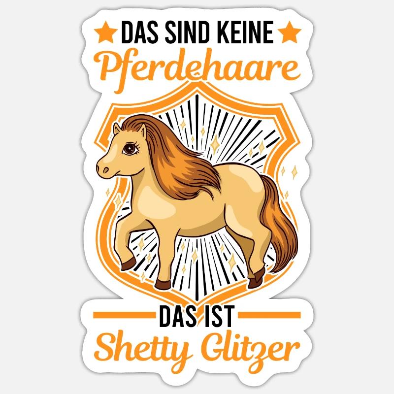 Shetty Glitzer Shetland Pony Shetland-Pony - Sticker Größe S (10 x 10 cm) - Mattweiß