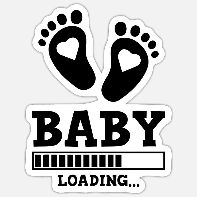 baby loading slogan - Sticker size S (10 x 10 cm) - white matte
