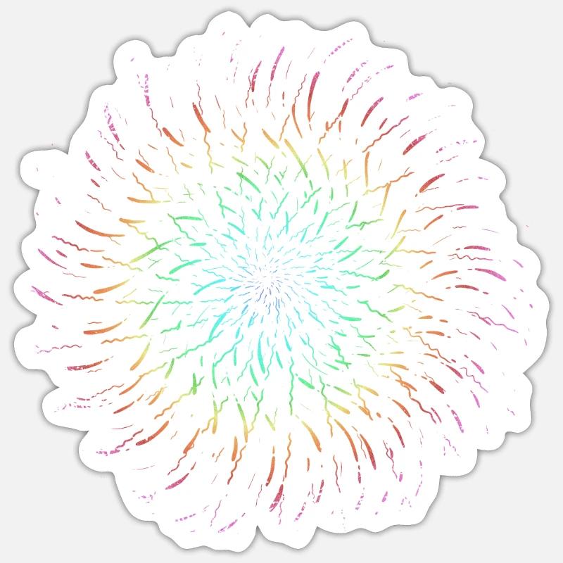 Psychedelisch Regenbogen Strahlen Sonne Sticker Größe S (10 x 10 cm)