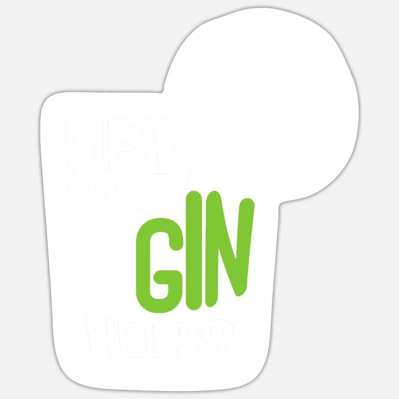 Life Happens Gin Helps - Sticker taille S (10 x 10 cm) - blanc mat