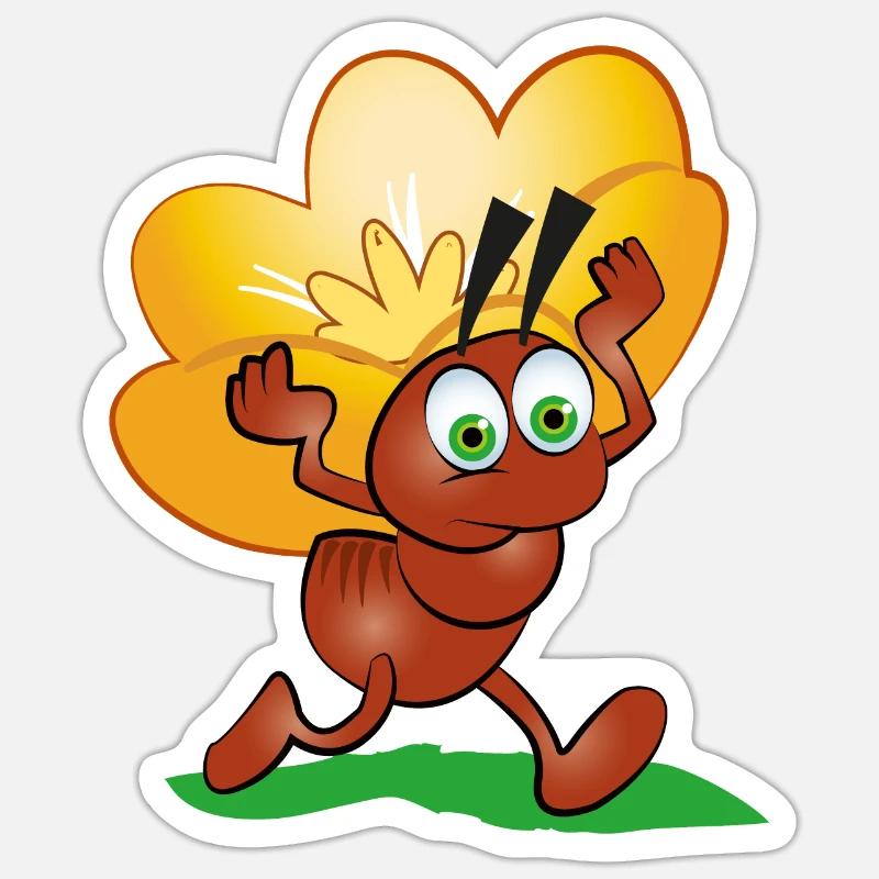 Ameise mit einer Blume - Sticker Größe S (10 x 10 cm) - Mattweiß