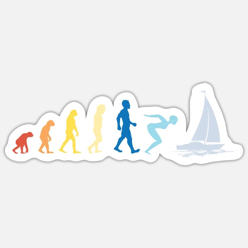 Sailing Sailboat Evolution Sticker taille S (10 x 10 cm)
