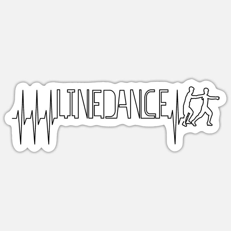 Linedance Line Dance Rythme cardiaque - Sticker taille S (10 x 10 cm) - blanc mat