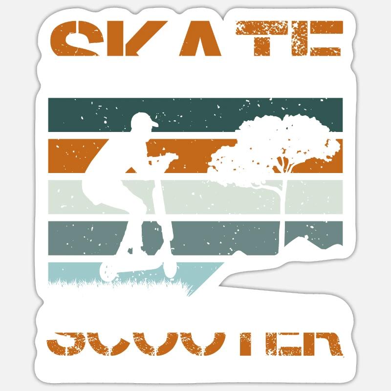 Skate Scooter Kick Scooter E-Scooter - Sticker size S (10 x 10 cm) - white matte