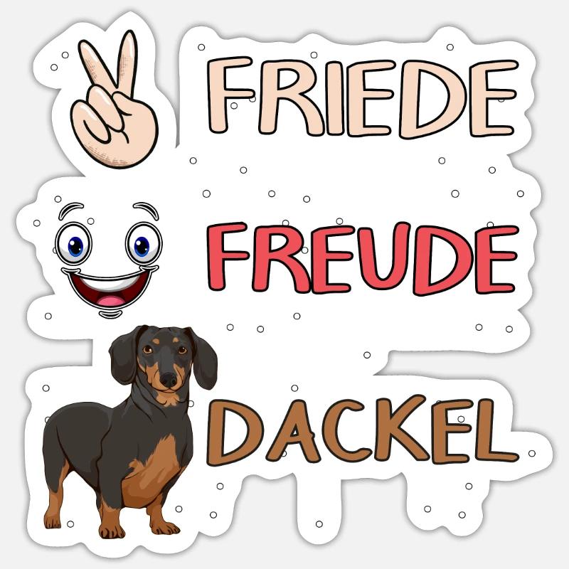 Dackel Friede Freude Dackel Sticker Größe S (10 x 10 cm)