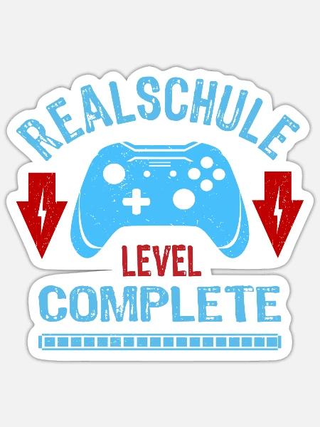 Realschule Schulabschluss Level Complete Geschenk - Sticker Größe S (10 x 10 cm) - Mattweiß