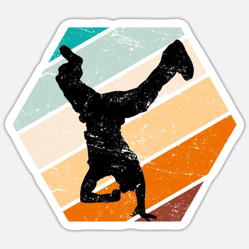 Breakdance Retro Breakdancer B-Boy - Sticker Größe S (10 x 10 cm) - Mattweiß