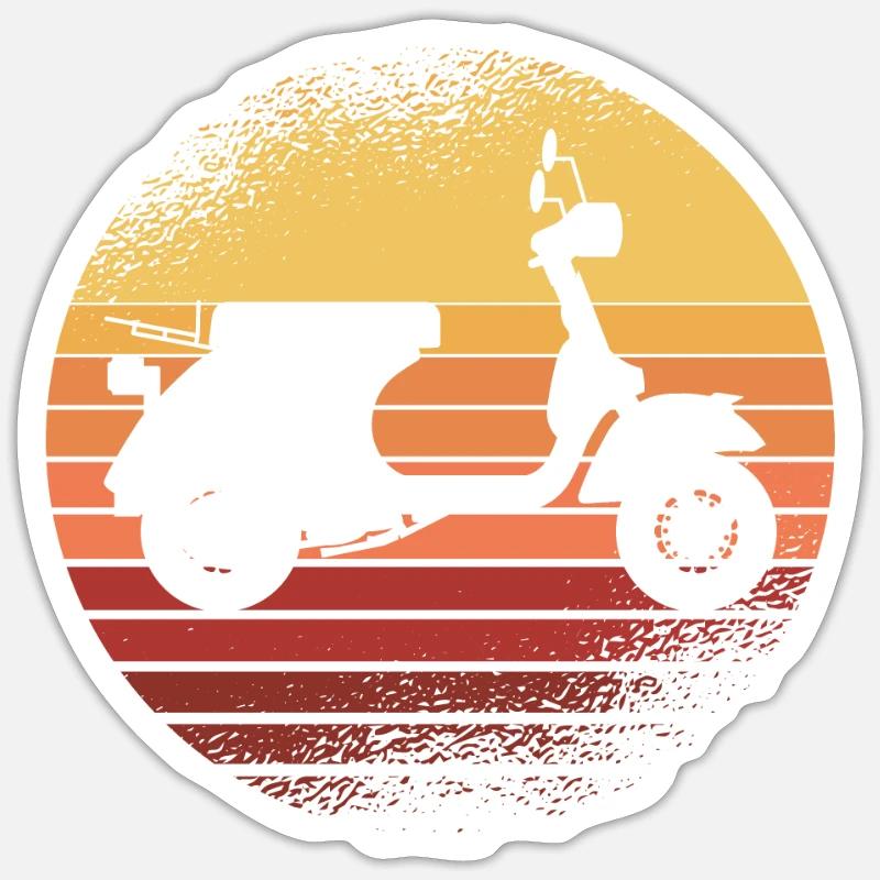 Motorroller Roller Rollerfahrer Scooter Zweirad - Sticker Größe S (10 x 10 cm) - Mattweiß