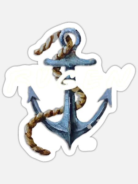 Rügen Anker Urlaub - Sticker Größe S (10 x 10 cm) - Mattweiß