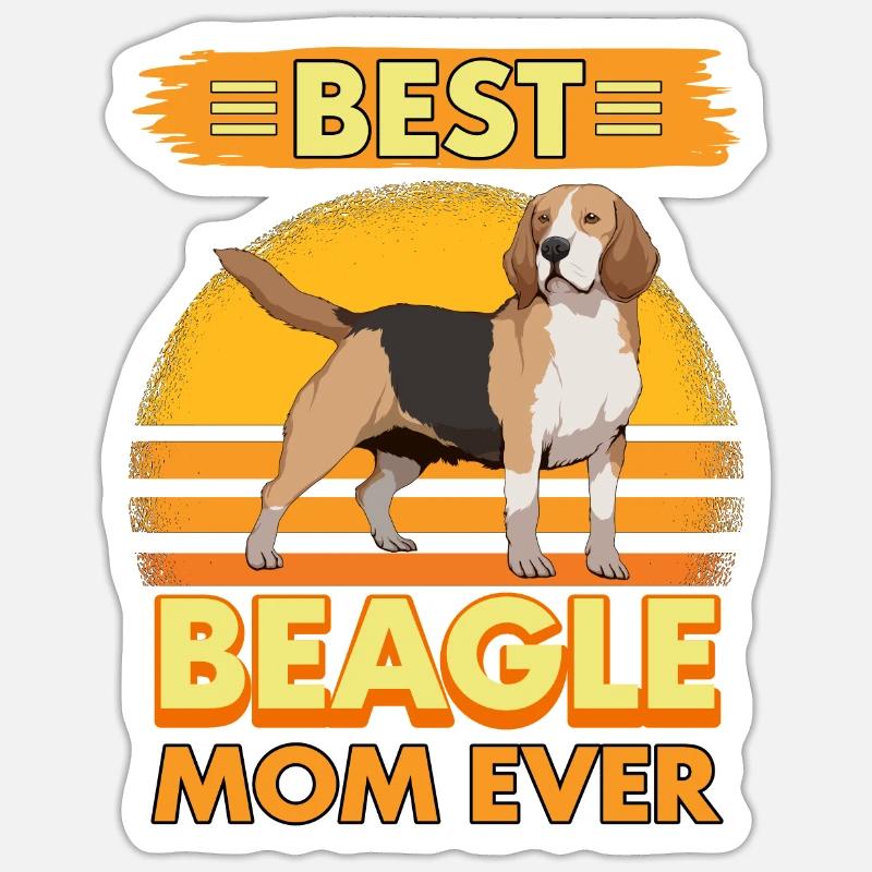 Beagle Best Beagle Mom Ever - Sticker taille S (10 x 10 cm) - blanc mat