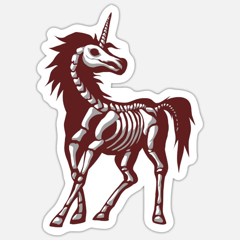 Gothic Unicorn Skeleton - Sticker Größe S (10 x 10 cm) - Mattweiß