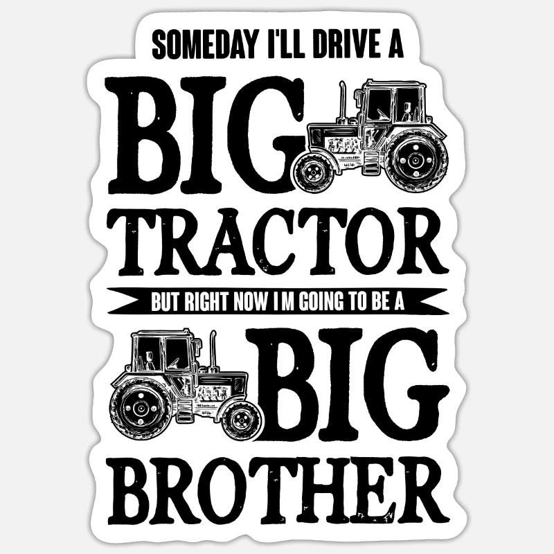 großer traktor großer bruder - Sticker Größe S (10 x 10 cm) - Mattweiß