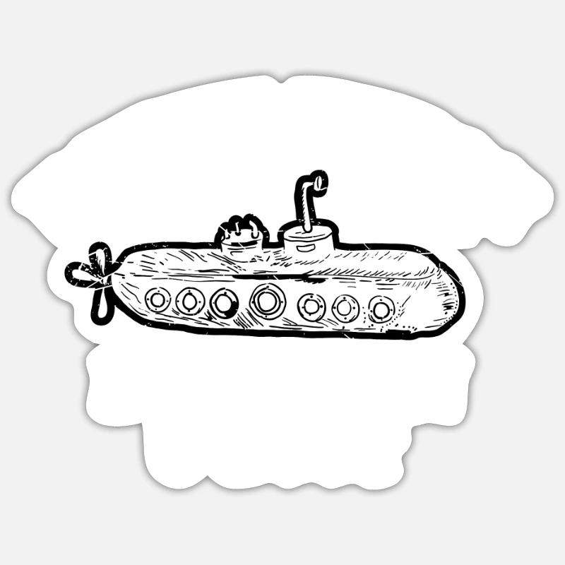 Uboot Unterwasser Boot Kriegsschiff Tauchen - Sticker Größe S (10 x 10 cm) - Mattweiß
