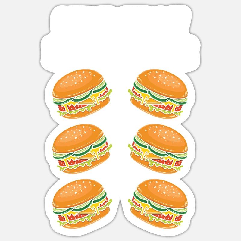 Six Pack Burger - Sticker taille S (10 x 10 cm) - blanc mat