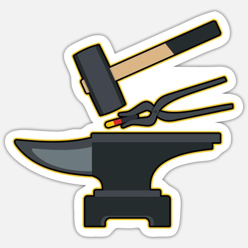 Blacksmiith Outils Marteau Enclume Forge Farrier Cadeau - Sticker taille S (10 x 10 cm) - blanc mat