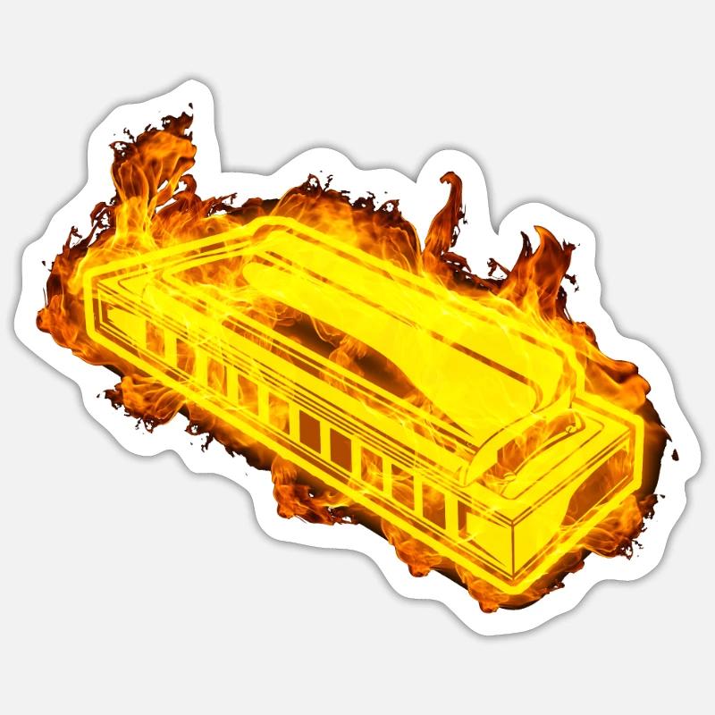 Feu Harmonica - Sticker taille S (10 x 10 cm) - blanc mat