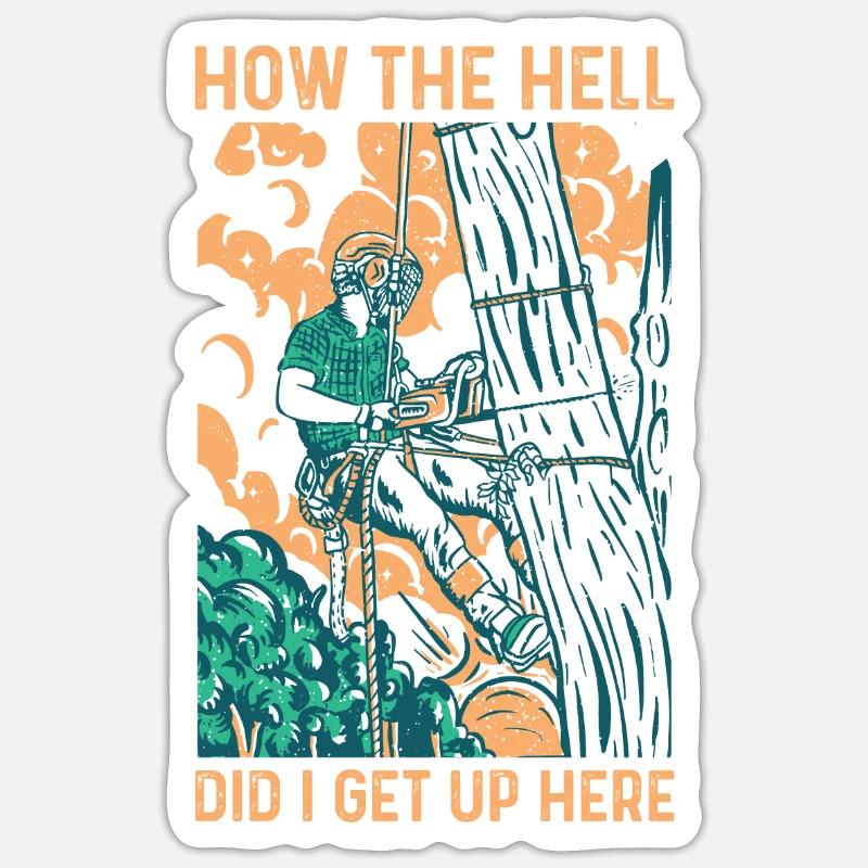 Baumklettern Baumpfleger Arborist Baumkletterer - Sticker Größe S (10 x 10 cm) - Mattweiß