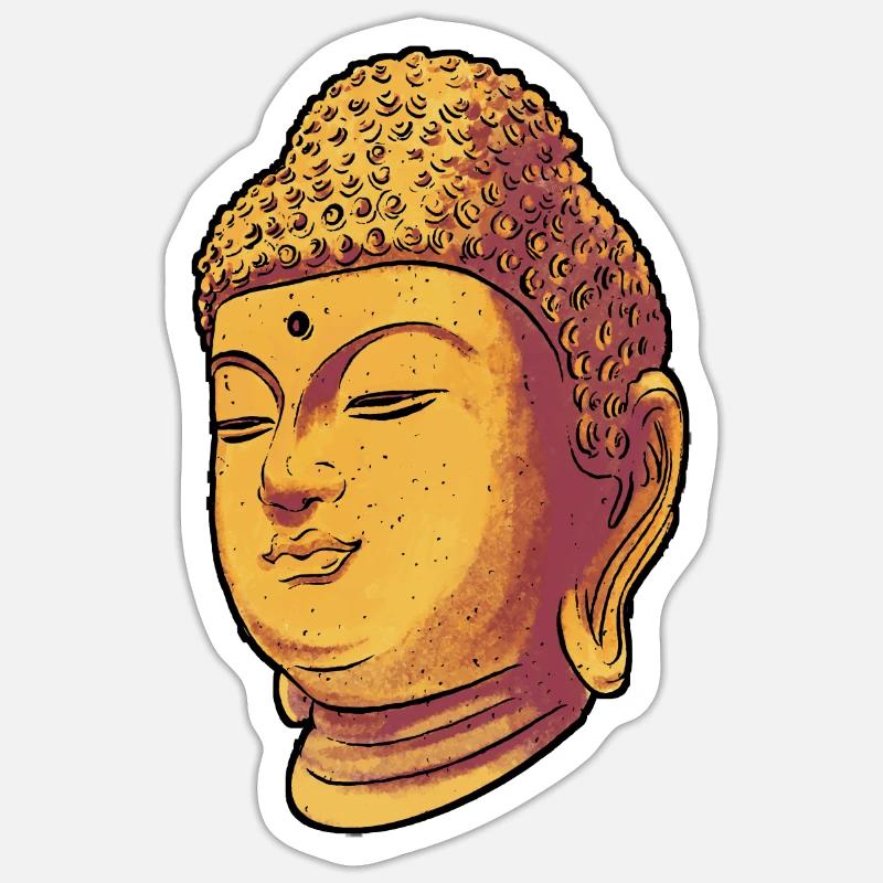 Bouddha bouddhiste bouddhisme - Sticker taille S (10 x 10 cm) - blanc mat