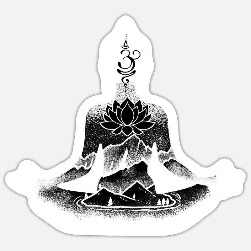 Bouddha bouddhiste bouddhisme - Sticker taille S (10 x 10 cm) - blanc mat