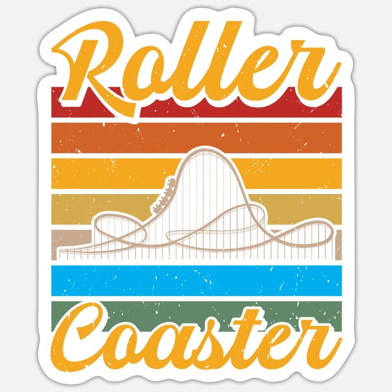 Roller Coaster, Achterbahn, Freizeitpark, Freude Sticker Größe S (10 x 10 cm)
