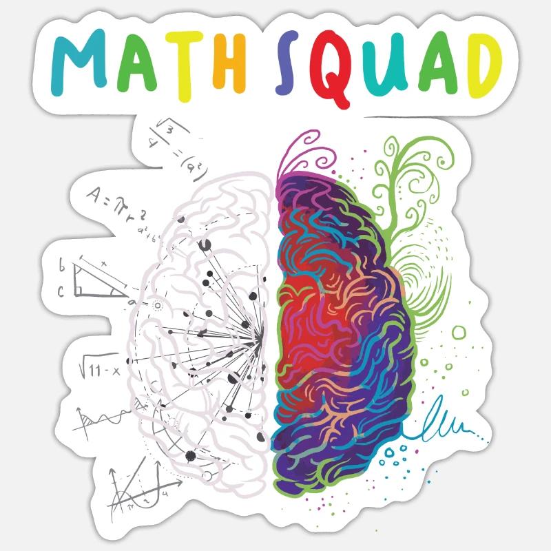 Math Squad Math Teacher Artistic and Logical Brain Sticker size S (10 x 10 cm)