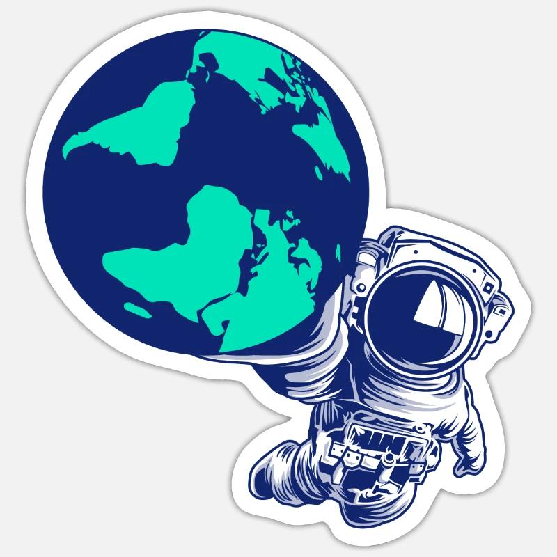 Astronaut Globe Universe Galaxy Solar System Sticker size S (10 x 10 cm)