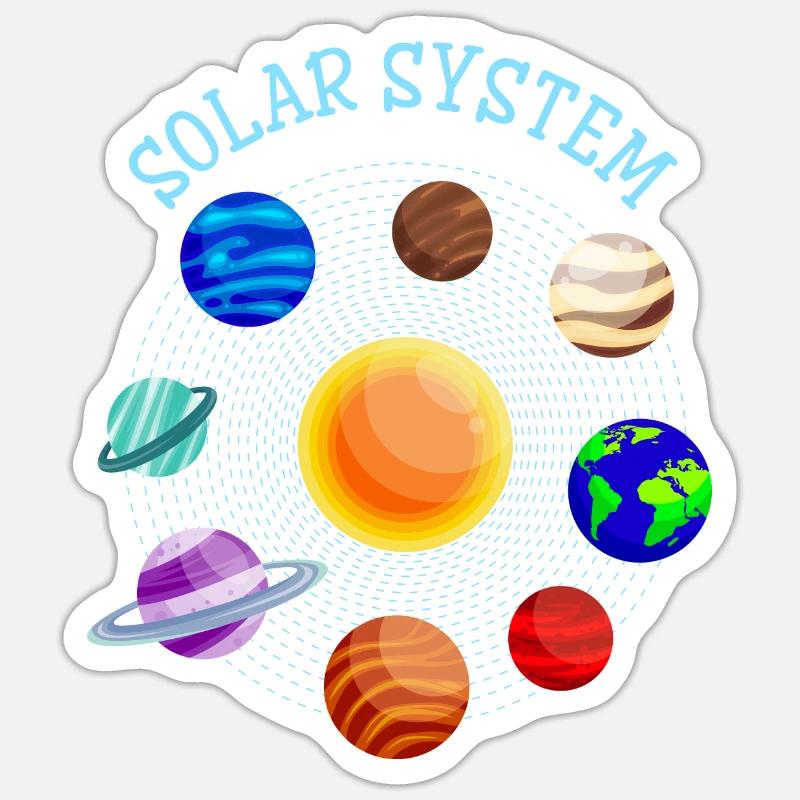 Planets Solar System Sun Earth Mars Astronaut - Sticker size S (10 x 10 cm) - white matte