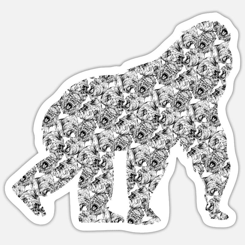 Gorillas Modèle Gorille - Sticker taille S (10 x 10 cm) - blanc mat